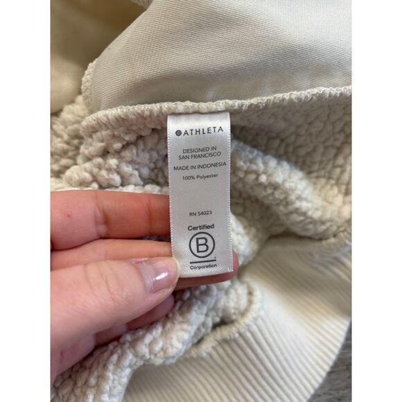 Athleta Talus Cream Womens S‎ Half Zip Pullover Sporty Sherpa Fleece Sweatshirt - Picture 6 of 8